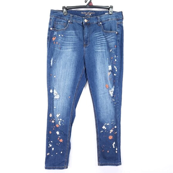 Melissa McCarthy Seven7 Skinny Jeans Size 20W Paint Splatter Embroidered - Picture 1 of 15